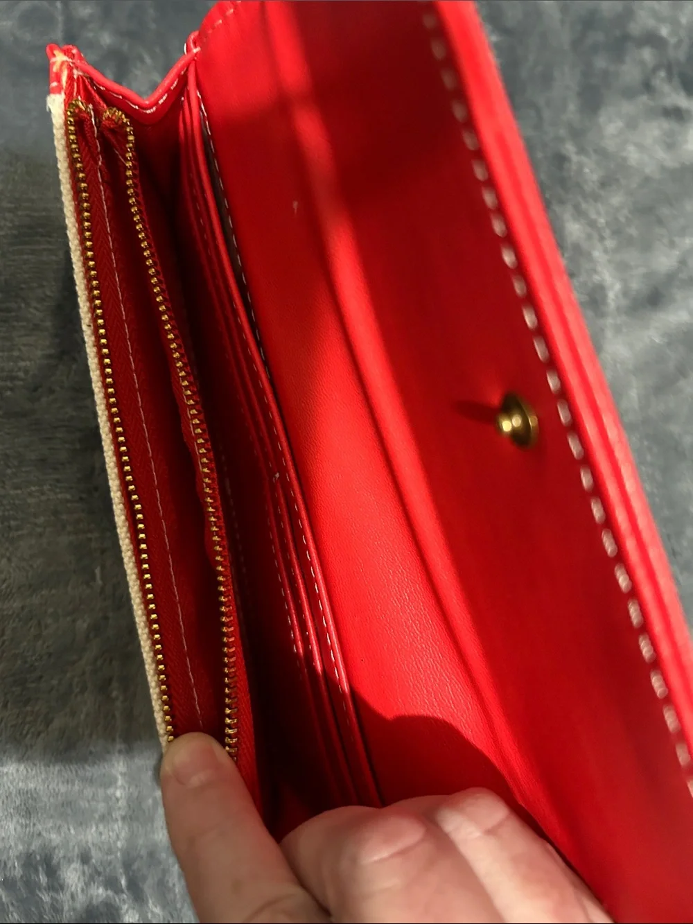 Steve Madden Red and Cream Cherry Embroidered Wallet